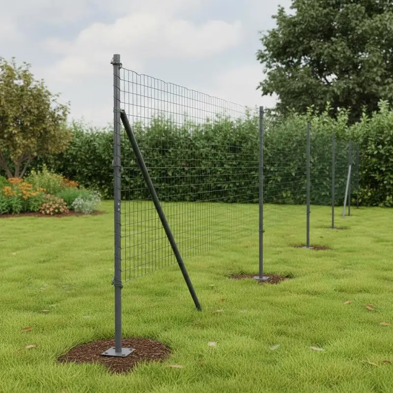 Poteaux de clôture pour jardin et terrasse : acier avec revêtement, design moderne et résistant aux intempéries. Clôture décorative pour jardin résistante aux intempéries, montage rapide sans outils, délimite les parterres et les zones extérieures du patio domestique.