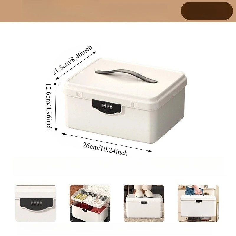 1 bac de rangement en plastique robuste, à coque fermée et verrouillable, pour organiser et ranger les affaires personnelles, idéal pour la location et l'usage domestique