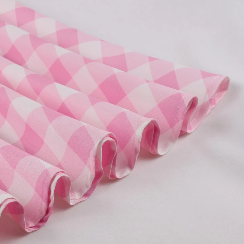 2025 新ヘップバーンヴィンテージピンクチェック柄スカート女性のハイウエスト多用途 A ラインロング洋ナシ型韓国スタイルスカート