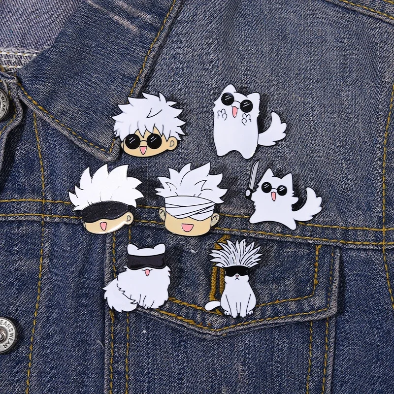 7Pcs/set Jujutsu Kaisen Anime Brooch Satoru Gojo Backpack Accessories Paired with Clothing Emblem Jewelry Brooches Pin Gifts