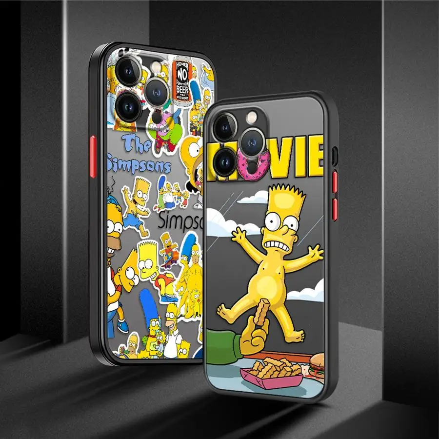 Disney Simpsons Homer Matte Case for Apple iPhone 16Pro 15 Pro Max 14 13 Mini 12 11 14 Plus SE 7 8 15+ XR XS Funda Phone Cover