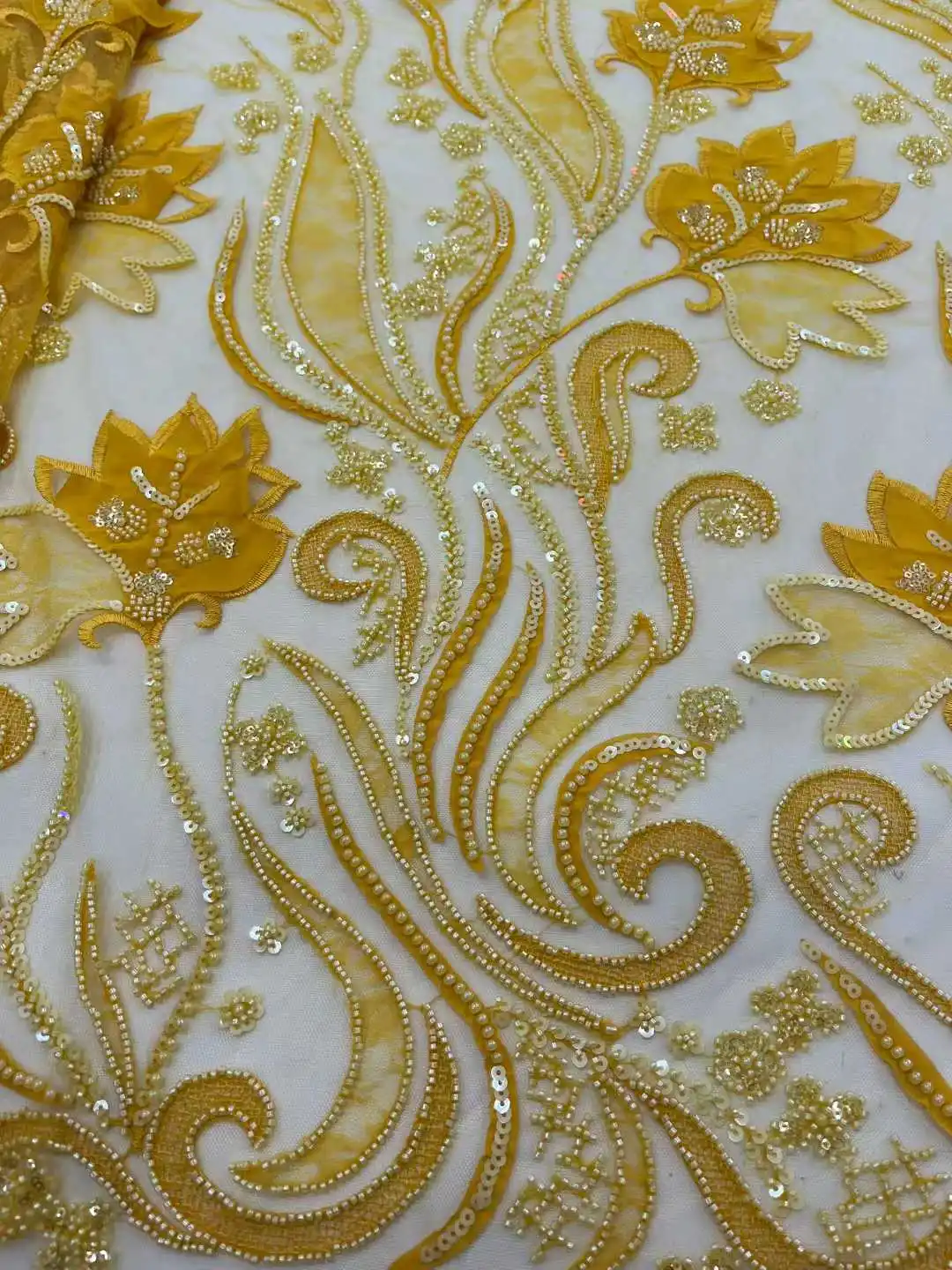 أحدث الأخضر الأفريقي ثلاثية الأبعاد زين مطرز تول النسيج عالية الجودة الفرنسية الترتر نسيج دانتيل مطرز لفساتين الحفلات AH1552 #2