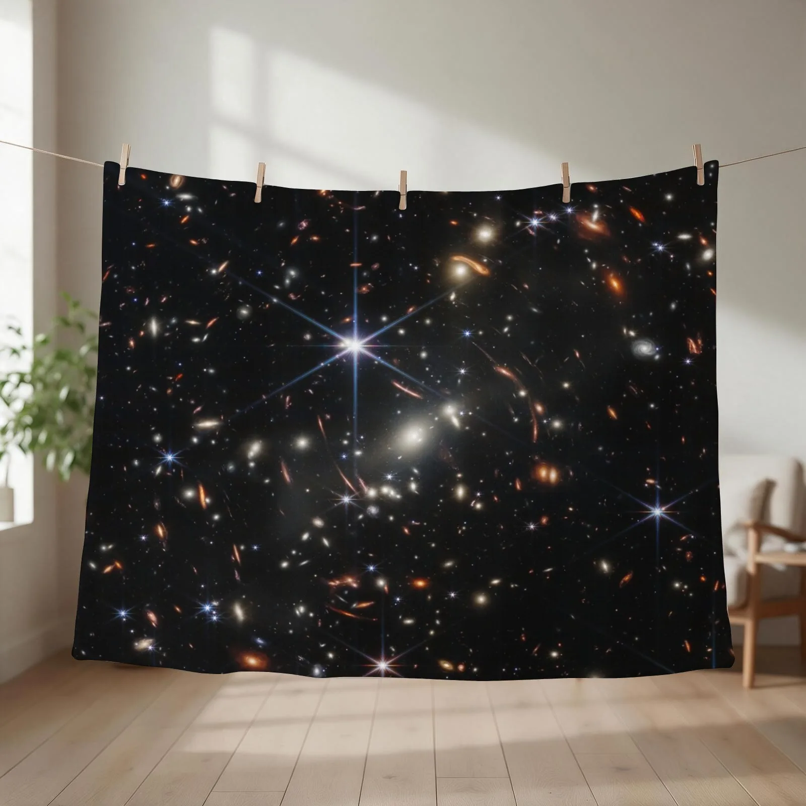 James Webb Space Telescope Earliest Galaxies Deep Field Throw Blanket couch cozy soft plush fuzzy picnic outdoor blanket