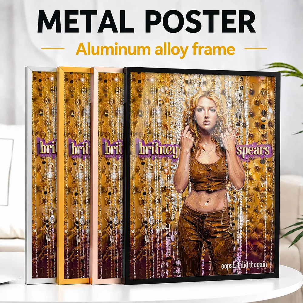 Britney Spears Oops I Did It Again Album Cover Framed Metal Print Personalized Pop Icon Tribute Wall Art For Room And Fan Gift