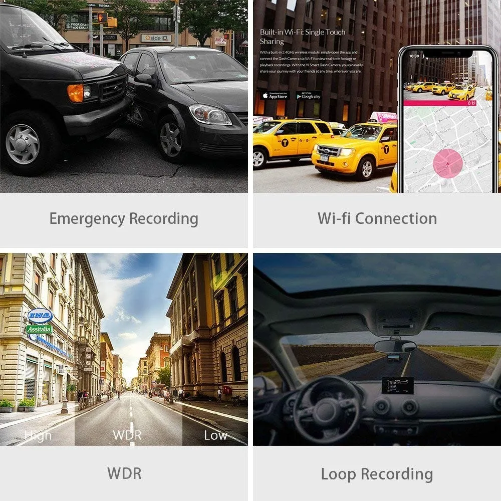 Yi smart dash câmera 2.7 tela, full hd 1080p, versão chinesa