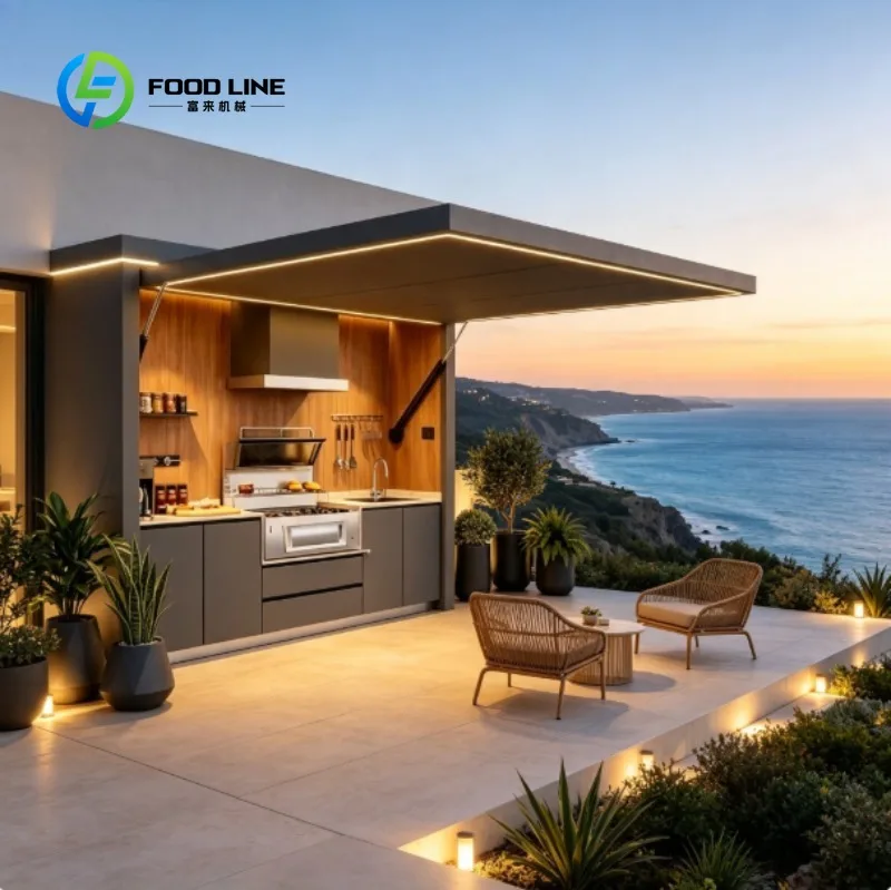 Modern Minimalist Design 304 Stainless Steel BBQ Island Outdoor Cooking Outdoor Kitchen Cabinet Furniture
