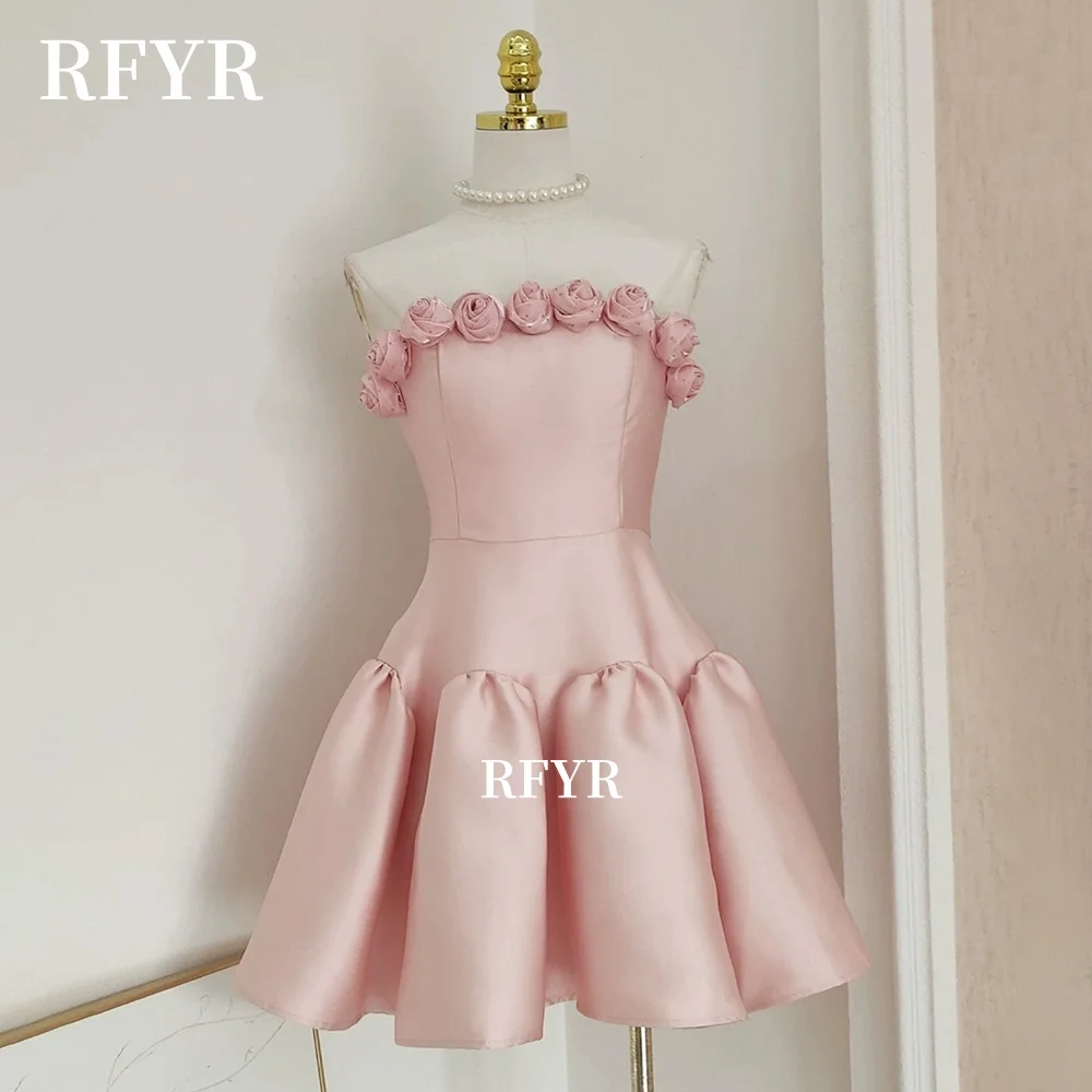 

RFYR Вечернее платье трапециевидной формы Румяное платье для выпускного вечера с 3D цветами Vestido De Novia со складками Коктейльные платья для женщин по индивидуальному заказу