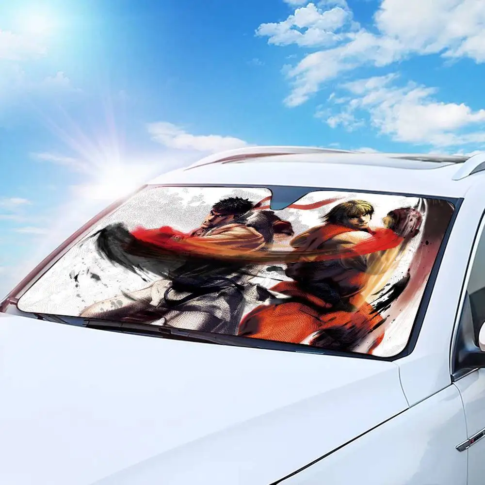 الرجعية لعبة ألعاب ستريت فايتر سيارة ظلة الظل الشمس حامي الزجاج الأمامي قناع طوي سيارة الطفل قابل للسحب حماية من الأشعة فوق البنفسجية #4