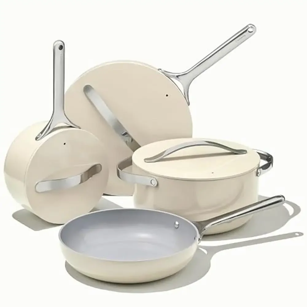 12-Piece Ceramic Cookware Set Nonstick Pots Pans Lids Kitchen Storage Eco-Friendly Mercury-Free