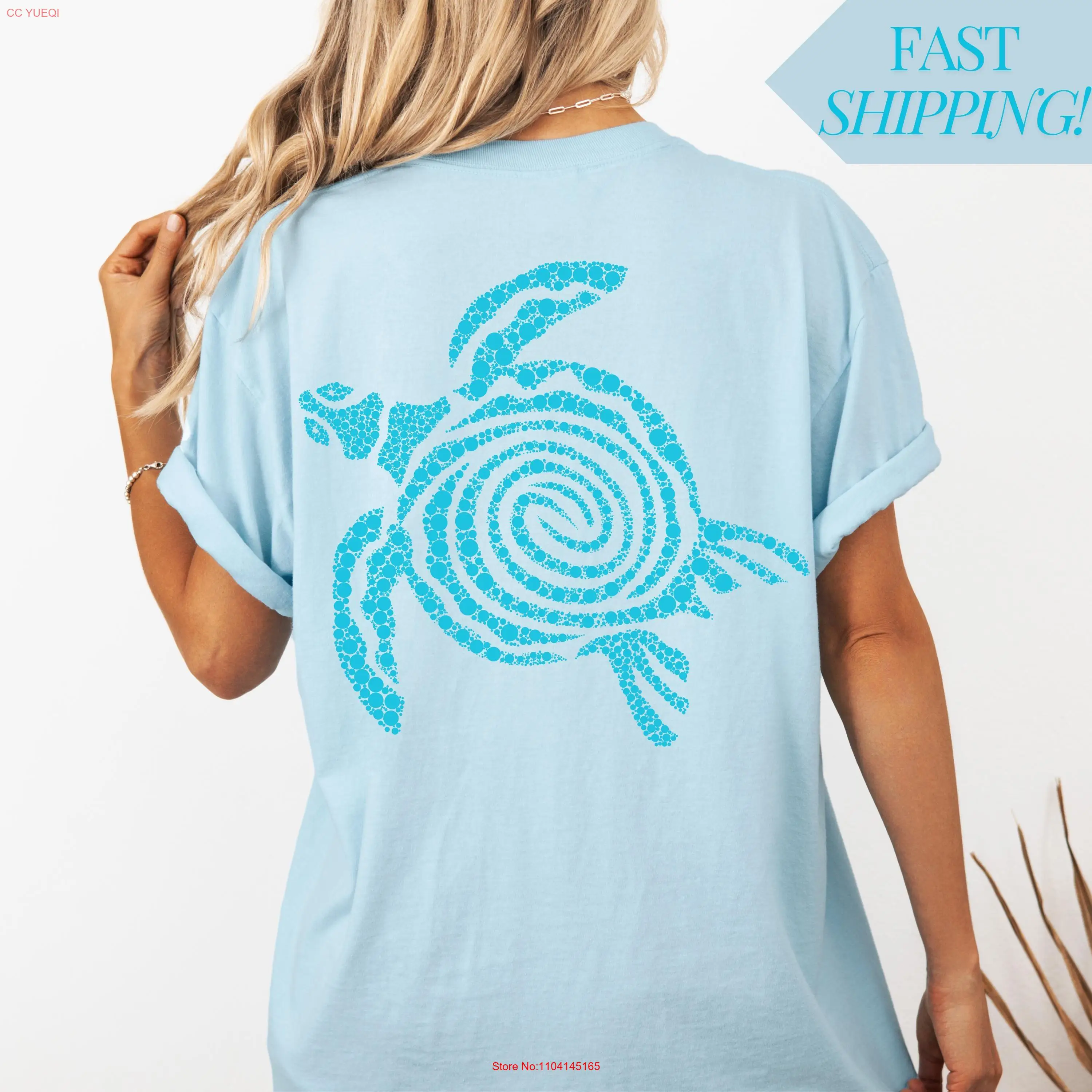 Sea Turtle Oversized Women's T Shirt Monochromatic Colors Sustainable Fashion Beach Lover Ocean Animal Tops