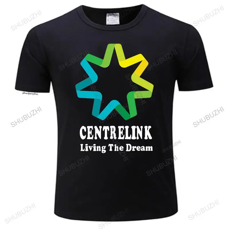 Centrelink Living The Dream Funny Aussie Straya Bogan Colour Logo Black T-Shirt Summer T Shirt Brand Fitness brand tee-shirt