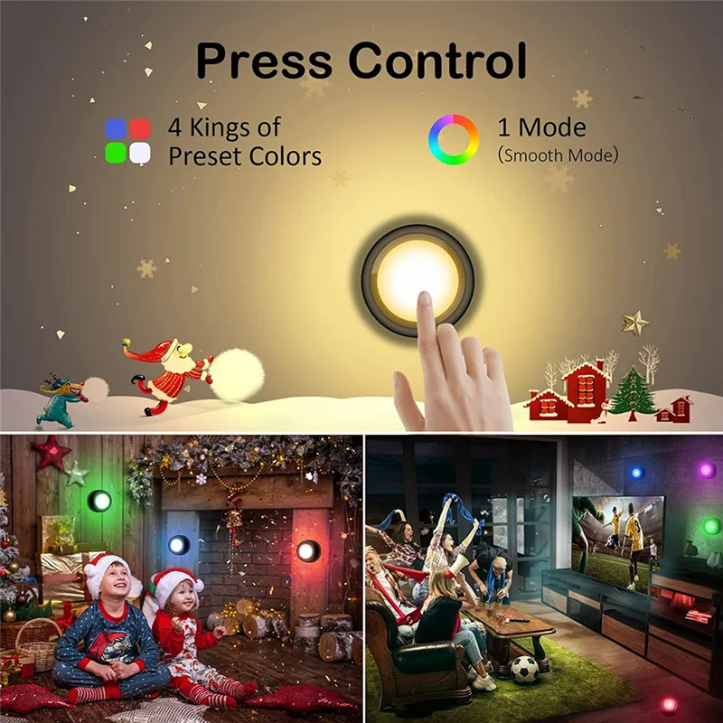 

16 Colors RGB LED Puck Lights With Remote Battery Operated Puck Lights For Closet,Bedroom