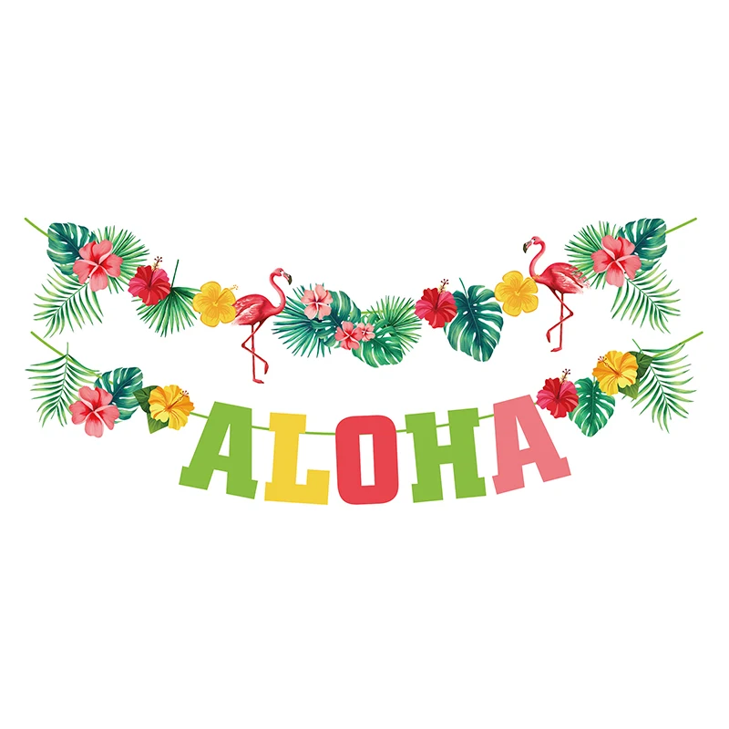 Hawaii Happy Birthday Banner Palm Leaf Holiday Summer Party Luau Aloha Party Supplies Hawaiian Tropical Party Decoration