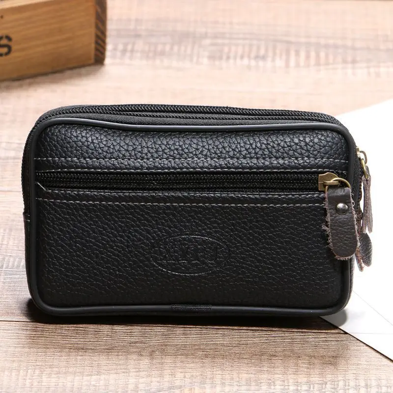 Cow Leather Waist Bag The Belt Outdoor Small Purse Wear Resistant Fanny Waist Pack Multifunction Phone Coin Unisex Waist Bag