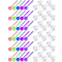 30Pair Clear Plastic Earrings For Sensitive Ears Plastic Post Earrings Silicone Earrings Earring Retainers For Sports Work Daily