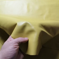 0.9/1.2mm Lemon Yellow Sheepskin. First Layer Leather. Real Leather Fabric. Manual DIY For Soft Bag. Inside. Whole Sheepskin
