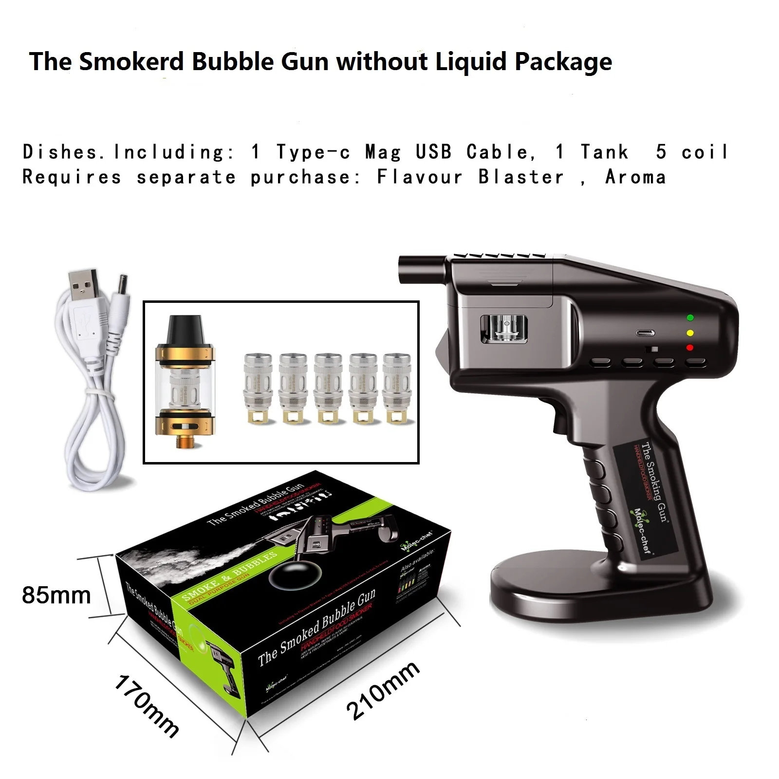 4PCS Coils or 1PC Tank of Cocktail Smoke Bubble Gun for Food & Drink Bar Restaurant Family Dinner Bourbon Gifts for Dad Hus