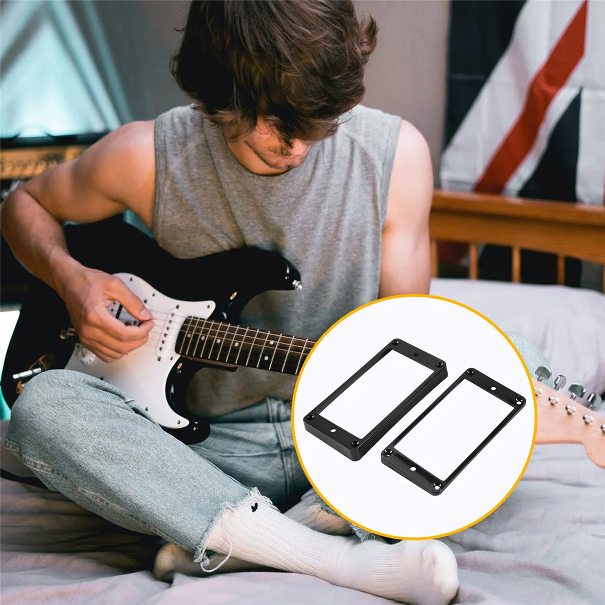 AT412Pcs Flat Humbucker Pickup Anel de Montagem Quadro ABS para Guitarra Elétrica
