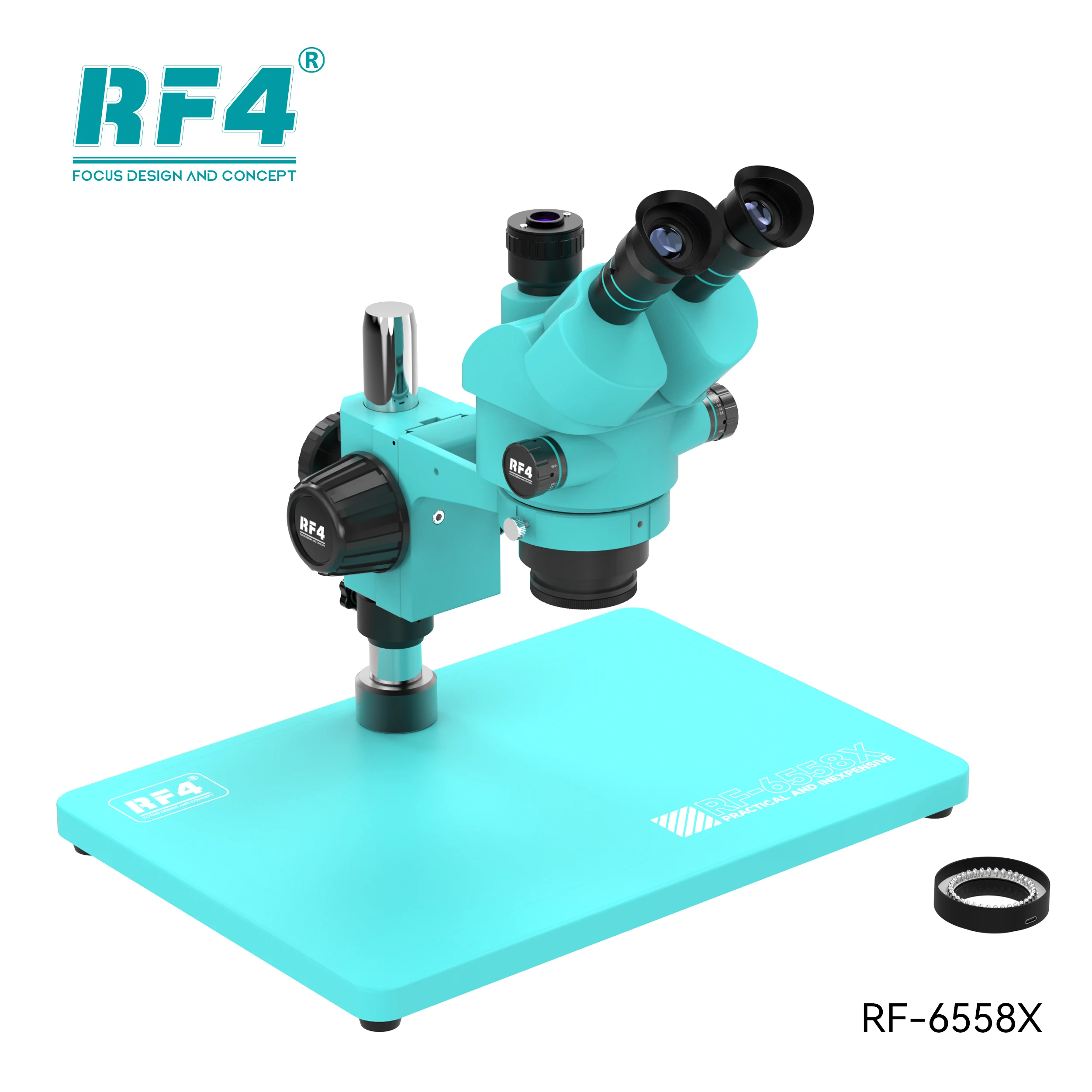 RF-6558X Triocular Stereo Microscope  6.5-58x Super-large Field Of View Synchronized To Eyepiece Meet Needs Of More Scenarios