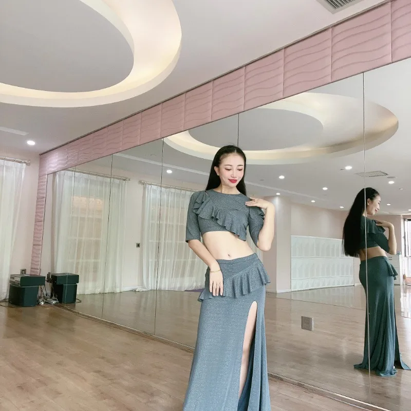 Customized Belly Dance Costumes Oriental Dance Clothes Lace Practice Clothes Group Clothes Beginner Split Skirt Fish Tail Skirt