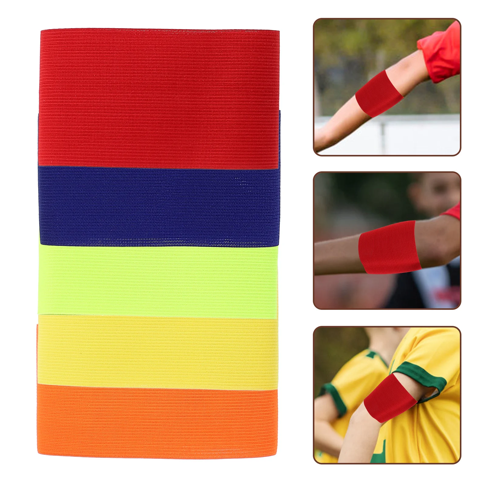 

5Pcs Soccer Captain Armband Bright Fashionable Design for Football Basketball Teams Professional Captain Band Long-Lasting