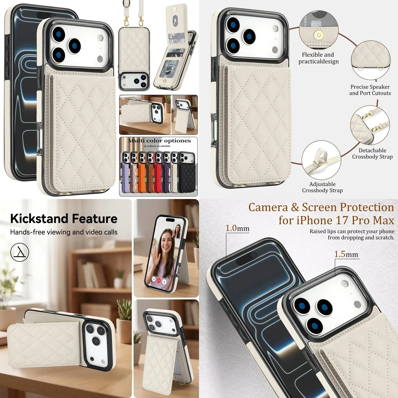 Leather Wallet Card Holder Phone Cover - Crossbody Leather Wallet Phone Case for