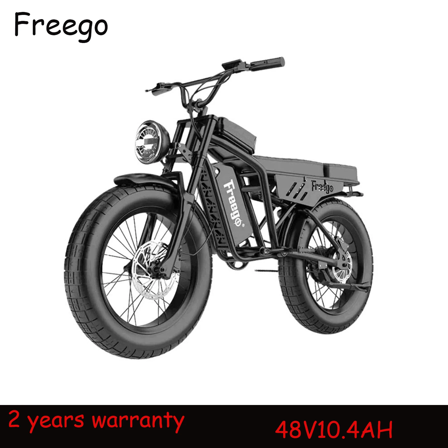 New FREEGO F0 Electric Bike for Adults 20 Inch Fat Tire Off Road E-bicycle 48V10.4AH Battery Powerful Mountain Electric Bicycle