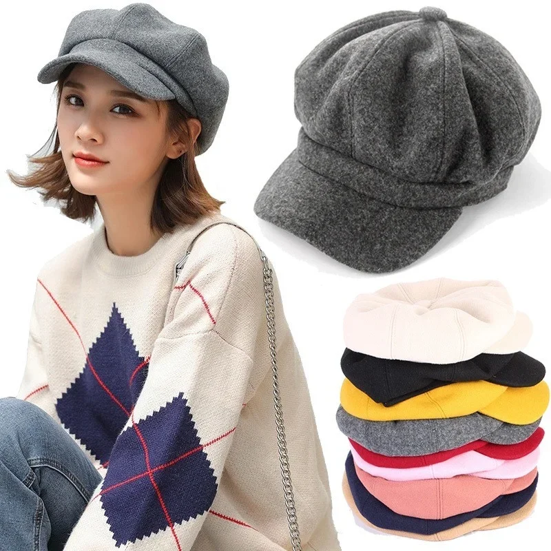 Beret Hats Women Wool Blended Newsboy Caps Outdoor Street Style