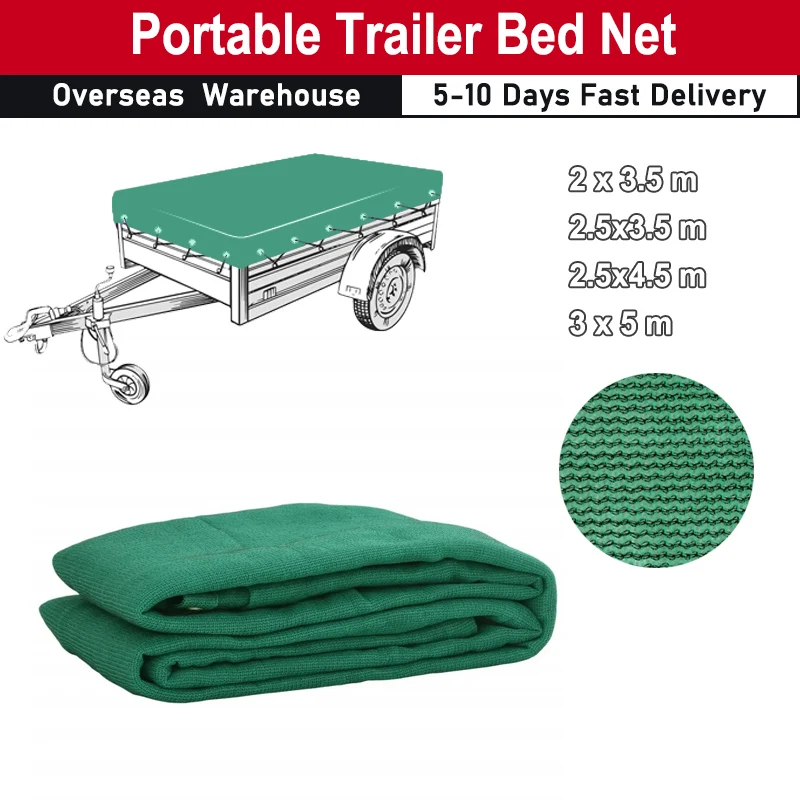 Trailer Net Green 3x5 m HDPE Wind and Water Permeable for Pickup Trucks Trailers Boats Truck Bed Net Good Elasticity Portable