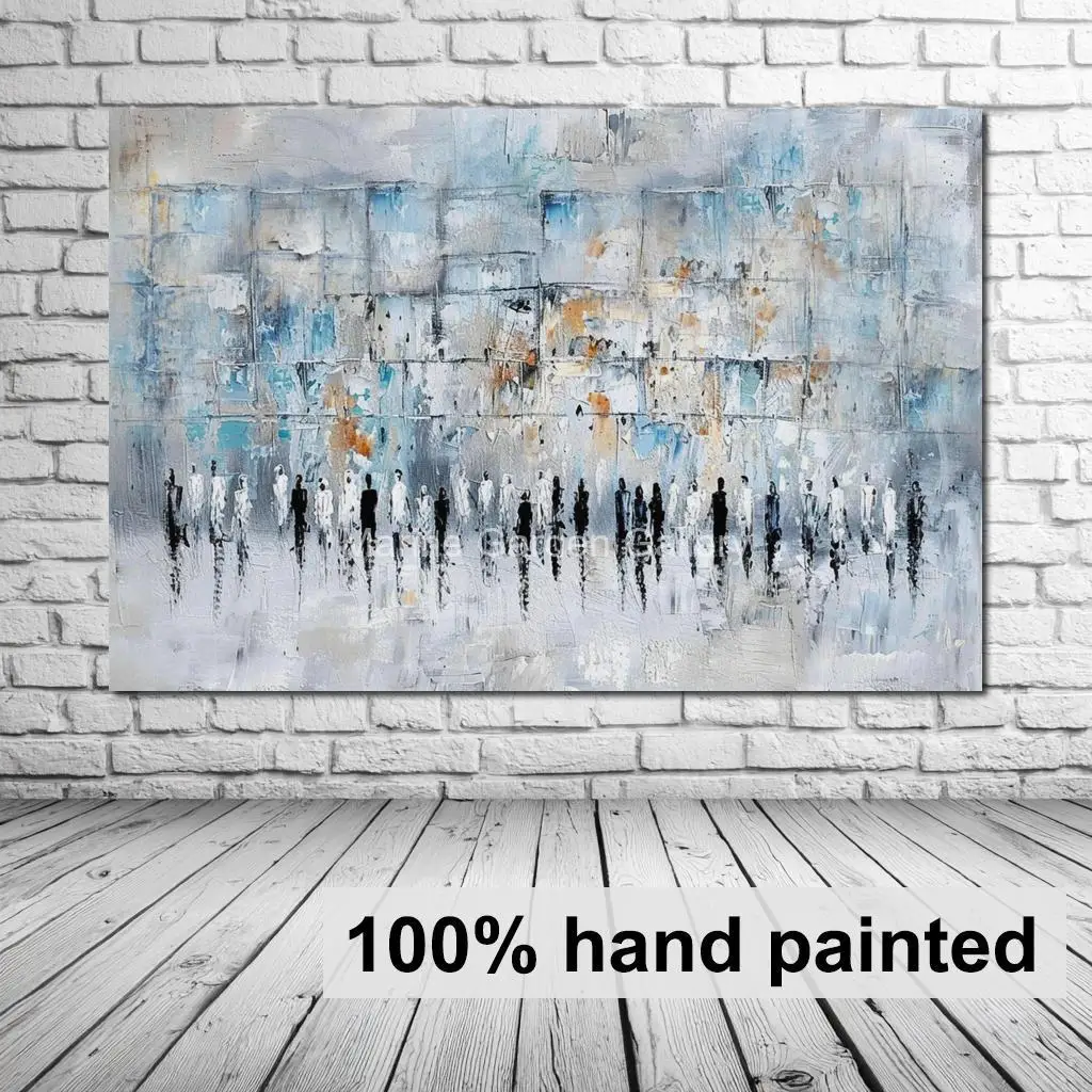 Gold Jewish Canvas Art Kotel Abstract Oil Painting Handmade Jerusalem Artwork Holy City Modern Living Room Decor Large Textured