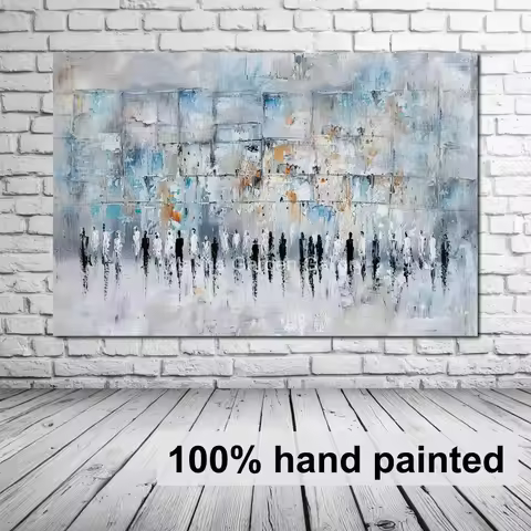 Gold Jewish Canvas Art Kotel Abstract Oil Painting Handmade Jerusalem product image