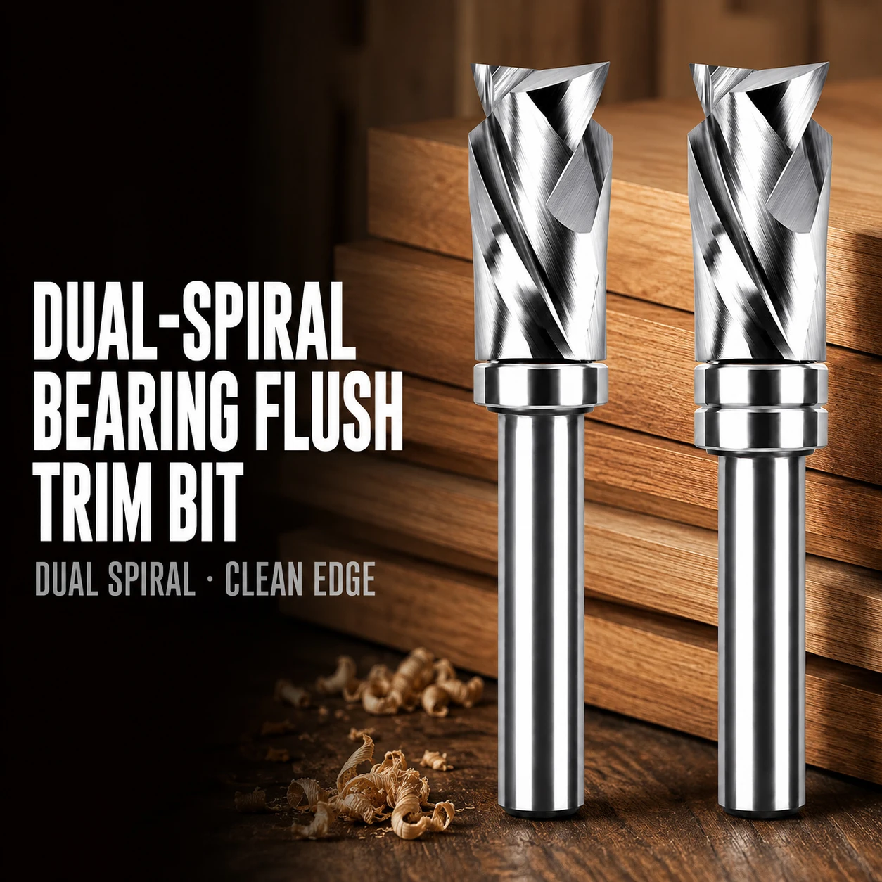 Spiral Flush Trim Router Bit 8mm Shank Guide Bearing Woodworking Template Grooving Engraving Milling Cutter