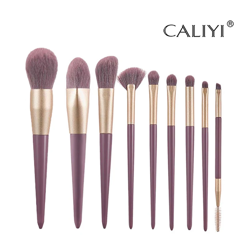 CALIYI 9PCS pennelli per trucco Soft Cosmetic Powder Eye Shadow Contour Highlight Lip Concealer Make up Tools pennello di alta qualità