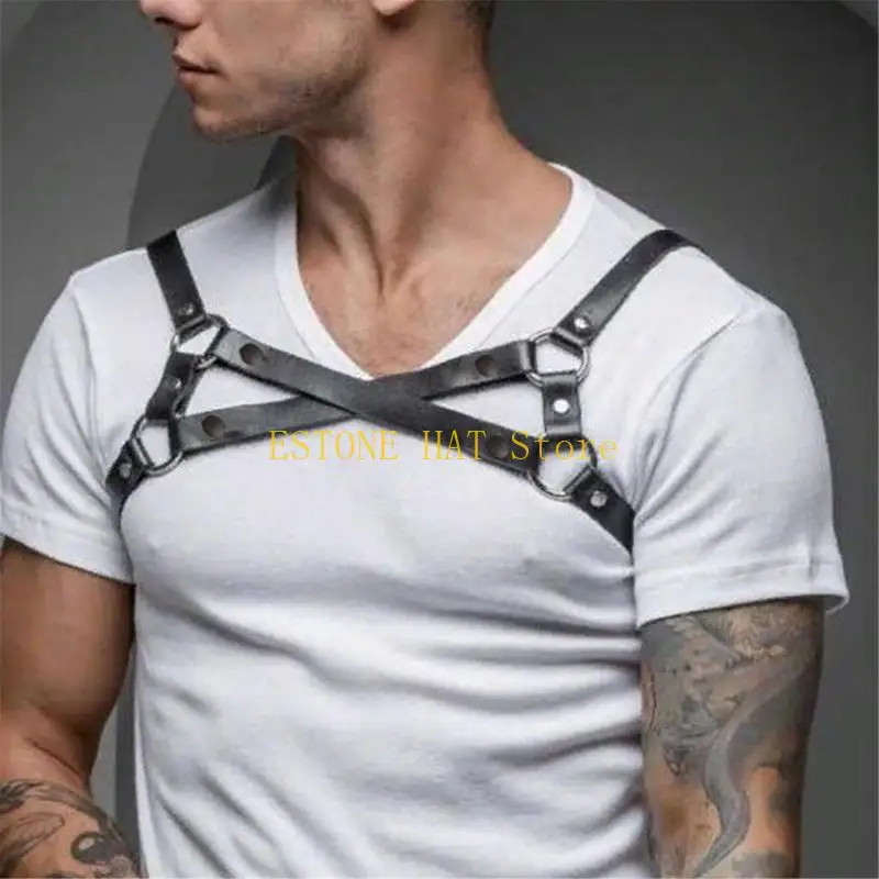 49mf Sex zurückhalten Brustband Punk Leder Brustgürtel Cosplay Kostümzubehör