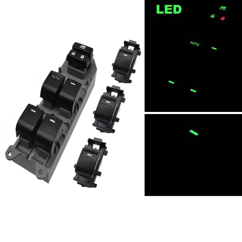 

4 шт. светодиодный комплект переключателей мощности с одной стеклоподсветкой для Toyota RAV4 RAV 4 Camry Corolla Yaris Cruiser Vios левый водительский зеленый свет