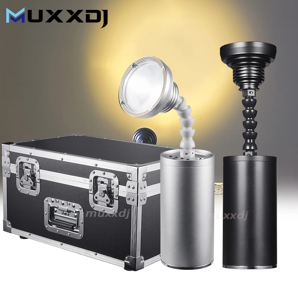 MUXXDJ 20pcs Pin Spot With Zoom 10W Mini Wireless Battery Light Rotatable Magnetic Attraction Uplights for Party Weddi