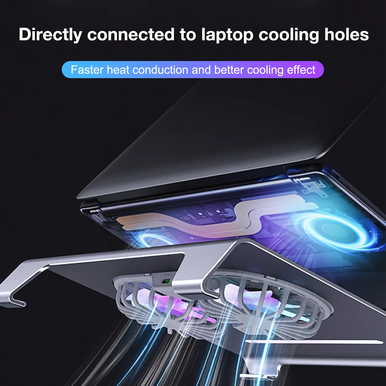 Dudukan Pendingin Laptop Kipas Ganda Paduan Aluminium Unew dengan Desain Lipat & Port Tipe C