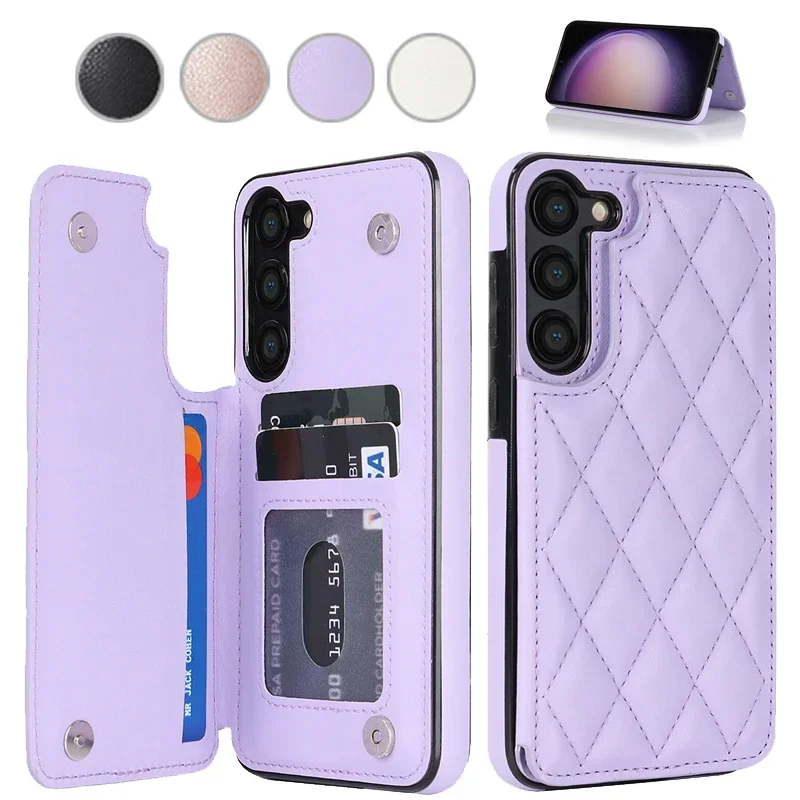 Lambskin Card Wallet Insert Leather Case Cover For Samsung Galaxy A71 A56 A55 A54 A53 A52 A51 A36 A35 A26 A17 A16 A15 A14 A13