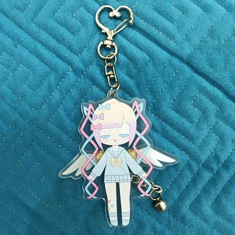 Game Needy Girl Overdose KAnge Cosplay Keychain Acrylic Keyring Cartoon Figure Key Chain Bell Pendant Bag Decoration Accessory
