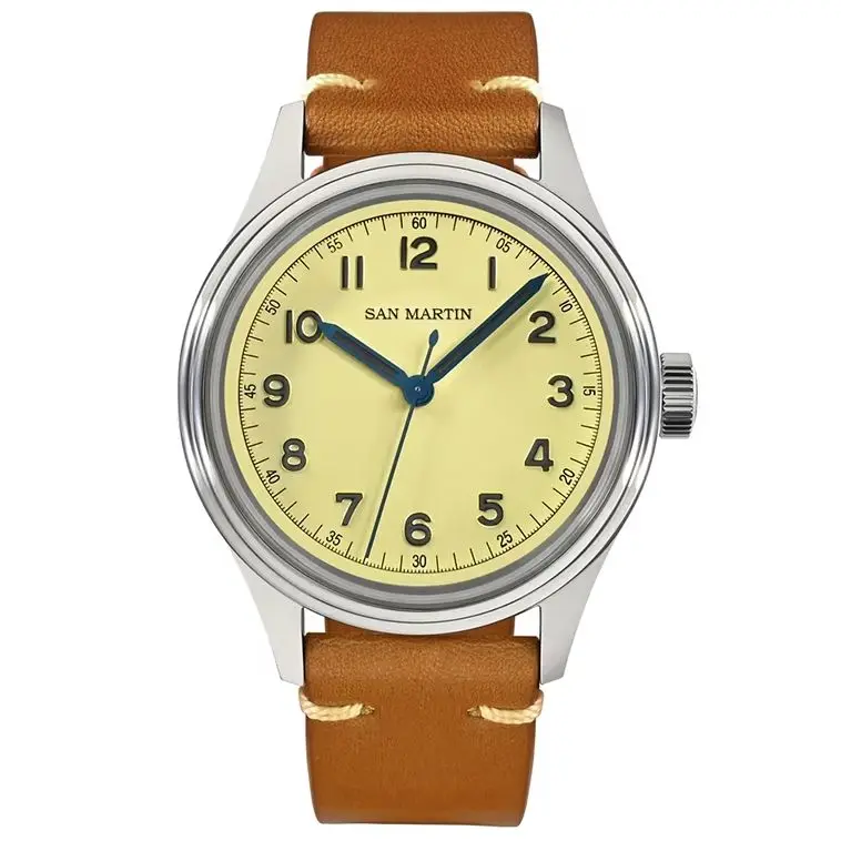 San Martin Men Automatic Watch Pilot 38.8mm Mechanical Wristwatch Diver 100M Waterproof NH35 Sapphire Mirror