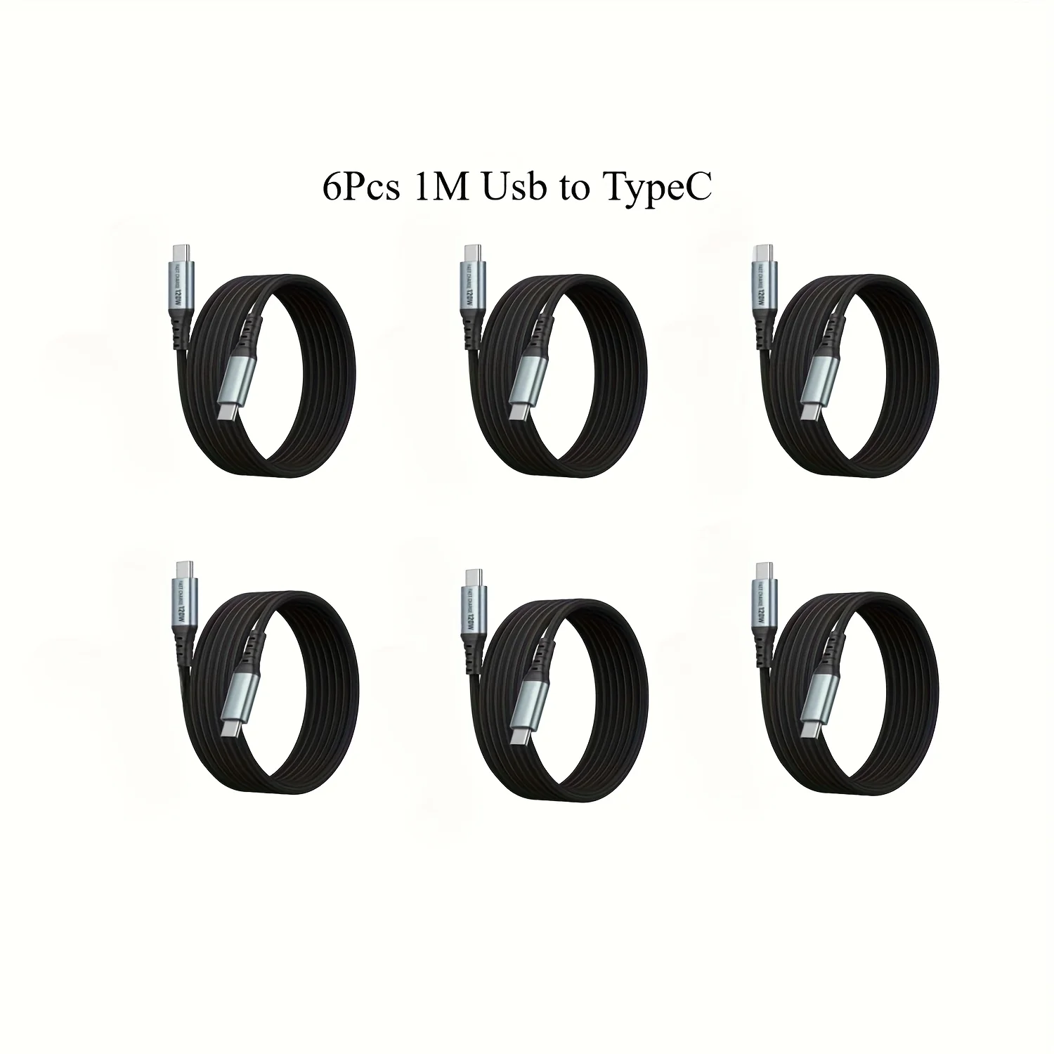 6 قطع كابل بيانات USB-Type-C، كابل شحن سريع 120 وات، مناسب لمنافذ شحن من النوع C للهواتف المحمولة والأجهزة الأخرى