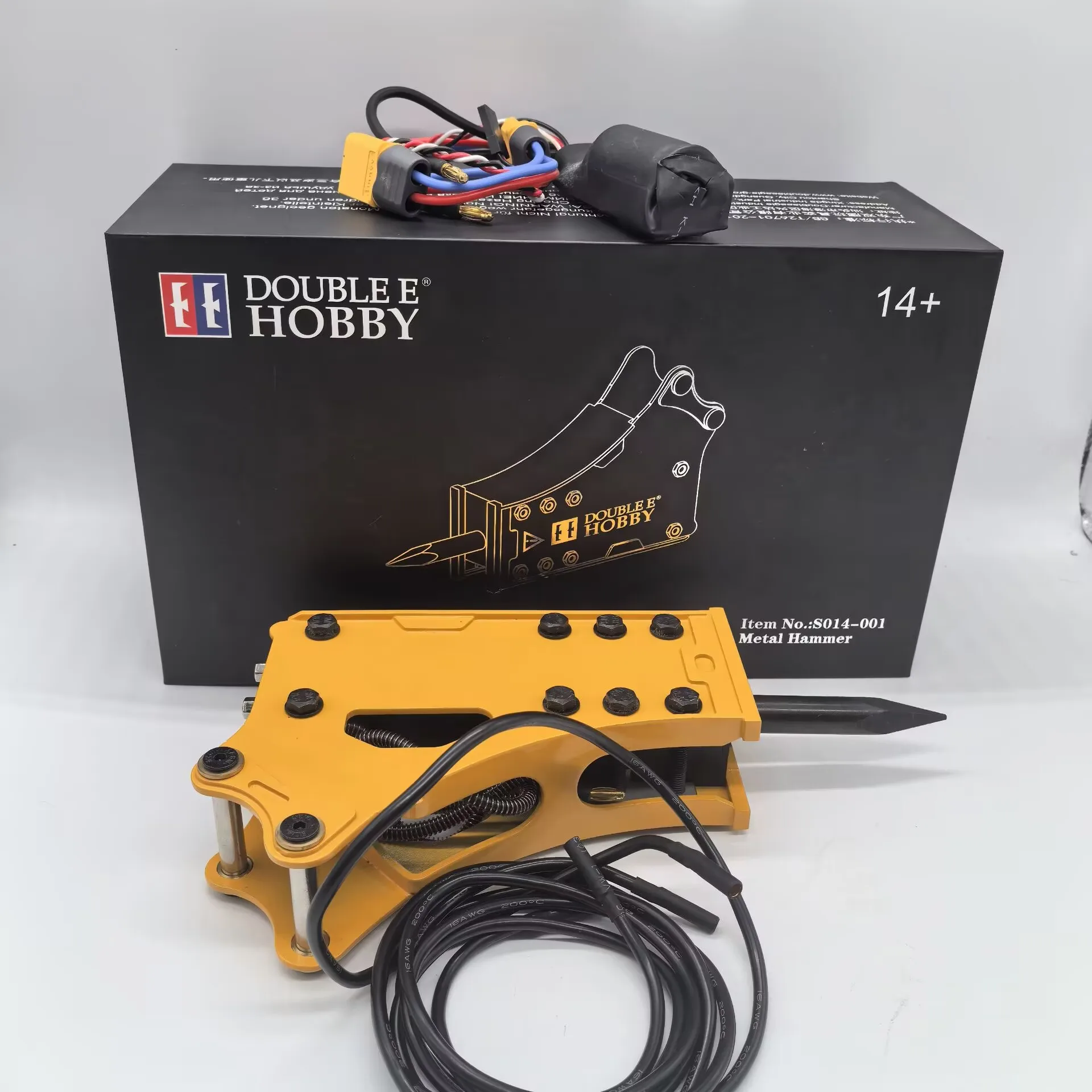 RC Upgrade Metal Breaker Hammer with Quick Hitch Coupler For Double E 1/14 E010 E111 EC160 Hydraulic Excavator