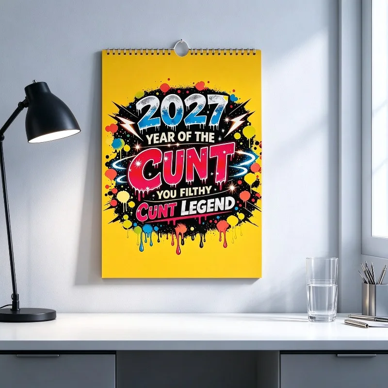 2027 Laminated Hanging Wall Planner Calendar, Funny Humor Cardstock Monthly Organizer, Desk Decor Gift for Office Study Room