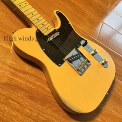 Relic yellow 6-string TL electric guitar maple neck SS pickup fixed bridge