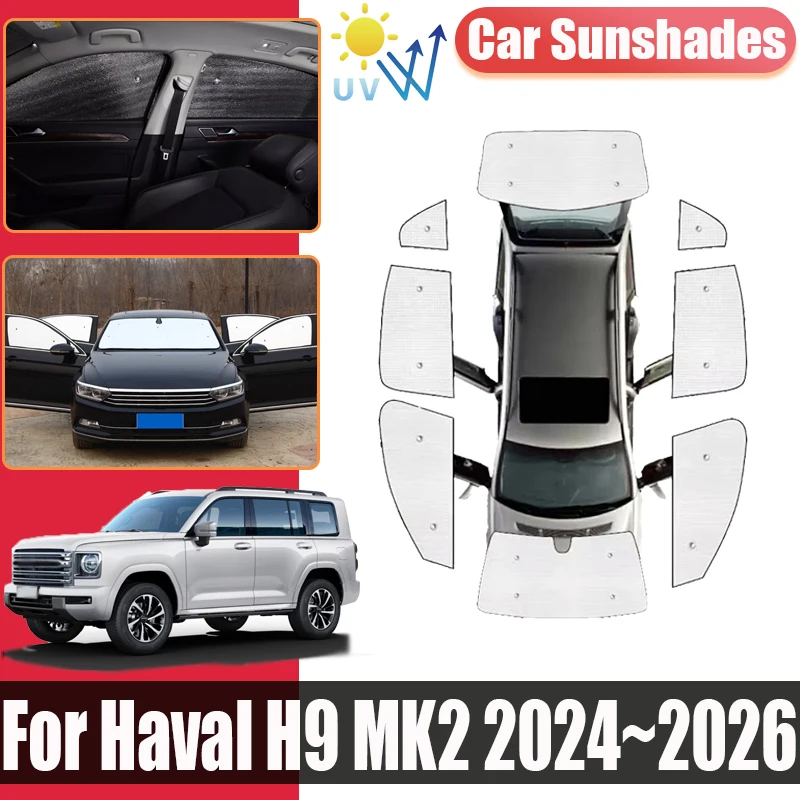 Side Window Visor For Haval H9 MK2 2024 2025 2026 Car Full Coverage Sunshade Surround Visors Anti-UV Privacy Blocks Accessories