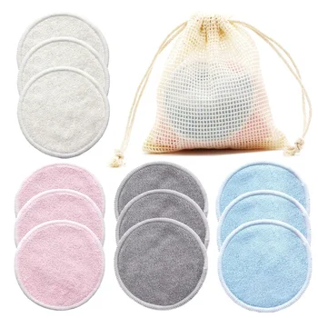 12PC Reusable Cotton Pads Makeup Remover Pads Washable Round Bamboo Make Up Pads Cloth…