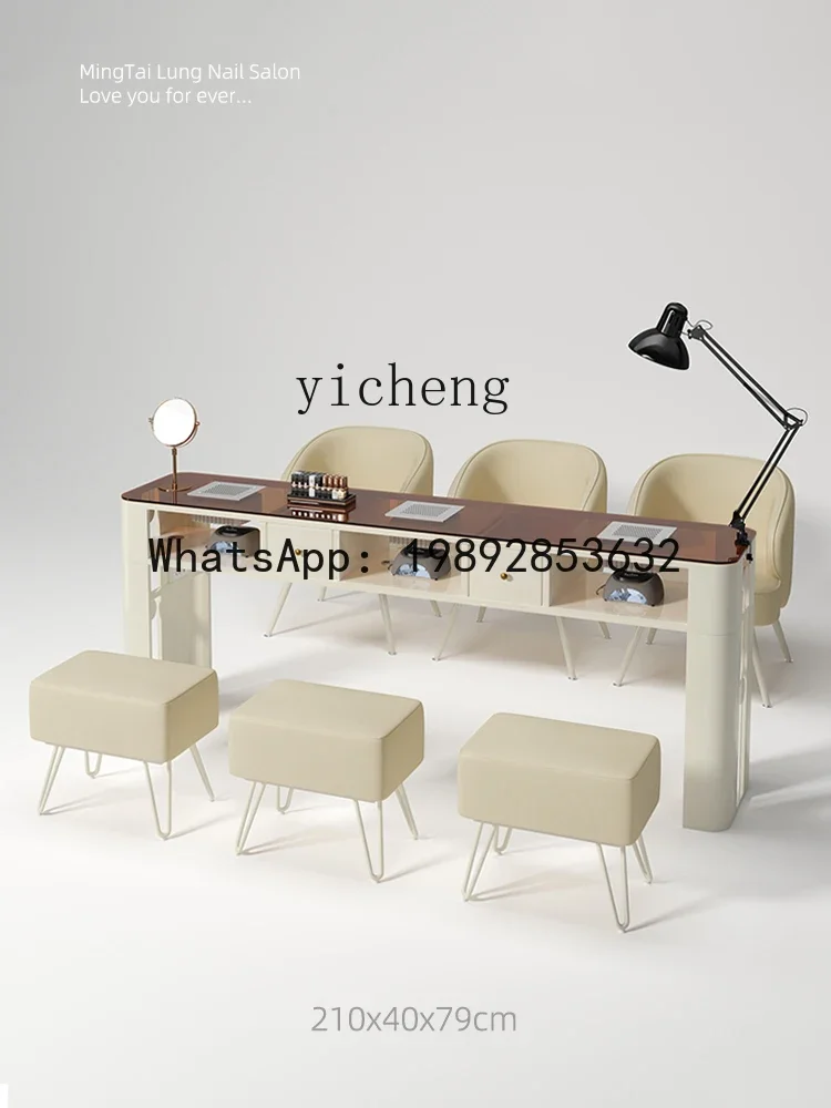 ZZ-5 AA  Suit Cream Style Simple for Nail Beauty Shop Table Glass Nail Table Manicure Table and Chair