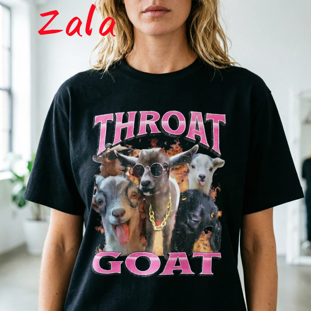 Funny Throat Goat Graphic Printed Women's T-shirt Men Fashion Men Streetwear Casual Summer Casual Short Sleeved Women's Clothing