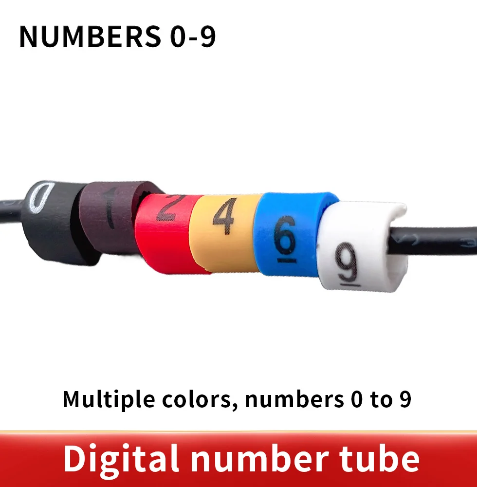 500PCS EC-0 Colored Cable Wire Marker 0 to 9 For Cable Size 1.5 sqmm Colored