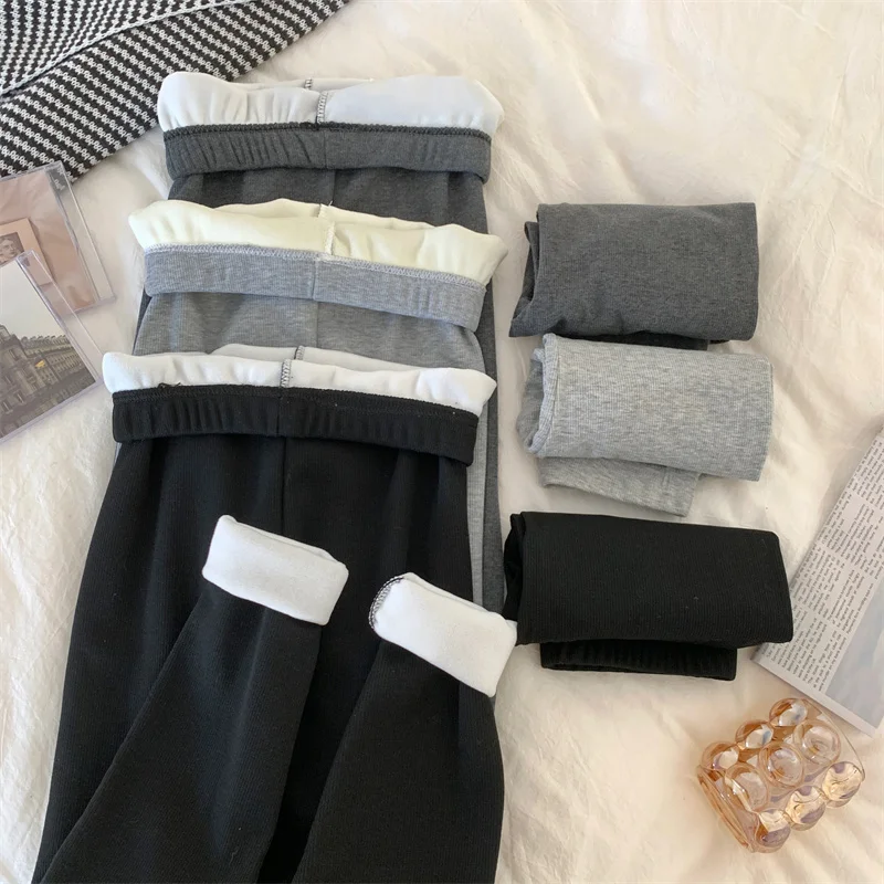

ITOOLIN Women Plush Thickened Warm Thread Pants Winter Long Pants Women Outerwear Trousers Elastic Trousers Solid Thermal Pants